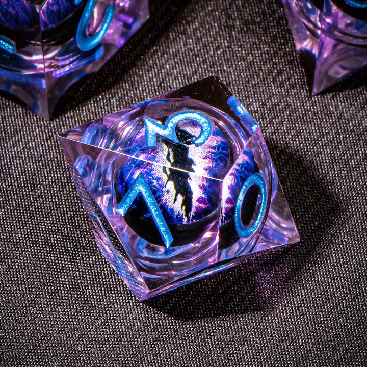 7pc DnD Dice Set Dragon Eye Liquid Core Resin Sharp Edge Dice Set, Dungeons and Dragons Dice Rolling D20 D12 D10 D8 D6 DandD Dice Collection - Madee's Boutique Madee's Boutique DS 10 sided dice 100 sided dice12 sided diceAZ09