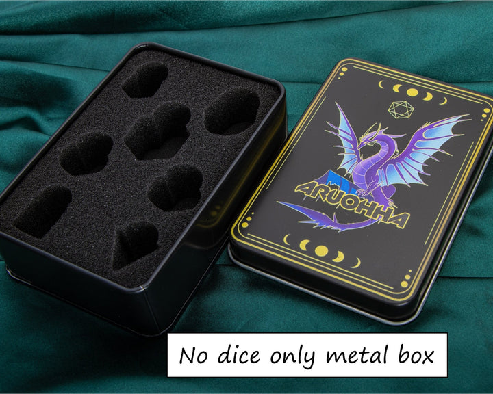 7pc DND Metal Dragon Hollow Dice Set D and D Role Playing Dice Dungeon and Dragon Metal D&D Dice 6 Sided Polyhedral Dice D20 D12 D10 D8 D6 - Madee's Boutique Madee's Boutique DS 10 sided dice 100 sided dice12 sided diceOnly Metal box