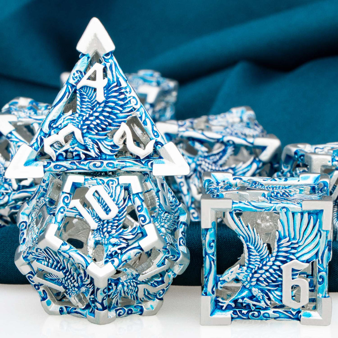 7pc DND Metal Dragon Hollow Dice Set D and D Role Playing Dice Dungeon and Dragon Metal D&D Dice 6 Sided Polyhedral Dice D20 D12 D10 D8 D6 - Madee's Boutique Madee's Boutique DS 10 sided dice 100 sided dice12 sided diceDJ - 24