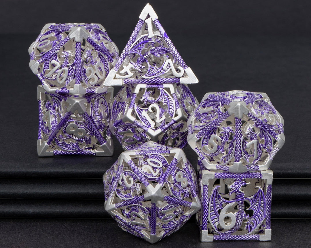 7pc DND Metal Dragon Hollow Dice Set D and D Role Playing Dice Dungeon and Dragon Metal D&D Dice 6 Sided Polyhedral Dice D20 D12 D10 D8 D6 - Madee's Boutique Madee's Boutique DS 10 sided dice 100 sided dice12 sided diceDJ - 15