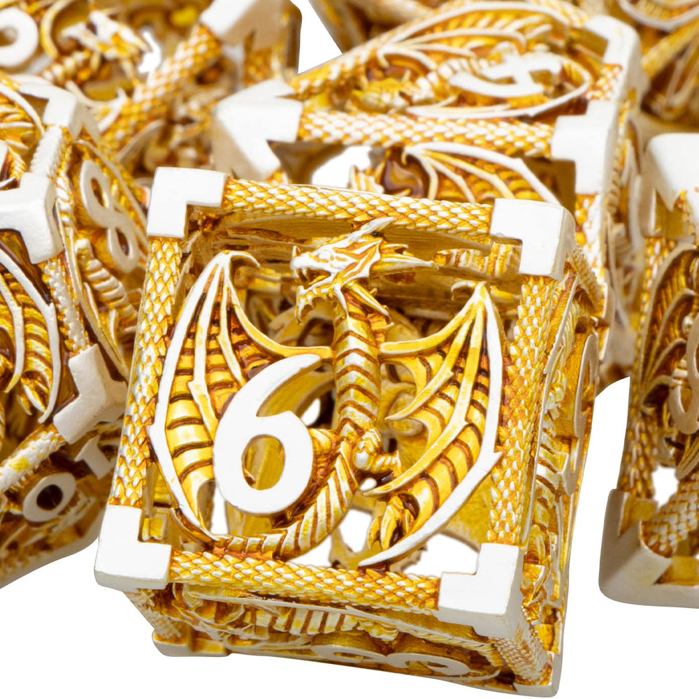 7pc DND Metal Dragon Hollow Dice Set D and D Role Playing Dice Dungeon and Dragon Metal D&D Dice 6 Sided Polyhedral Dice D20 D12 D10 D8 D6 - Madee's Boutique Madee's Boutique DS 10 sided dice 100 sided dice12 sided diceDJ - 06