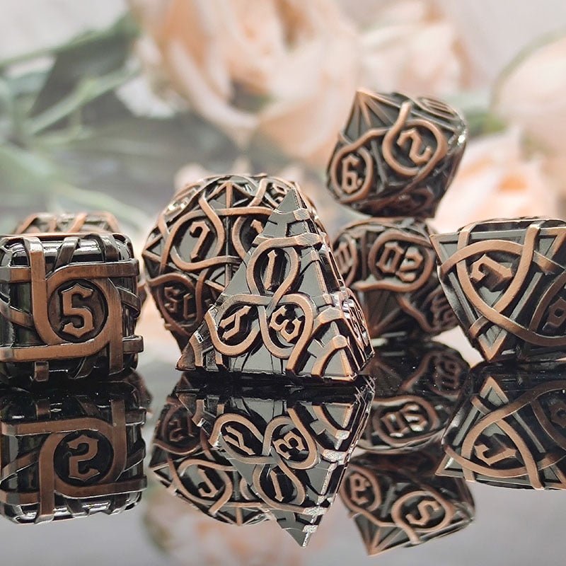 7pc Set DnD Brambles Metal Solid Dice Set D&D Polyhedral Metal Dice RPG Board Game Metal Dice D6 D8 D10 D12 D20 Dungeons and Dragons Metal Dice Collections - Madee's Boutique Madee's Boutique DS 10 sided dice 100 sided dice12 sided diceJS1018 - 2