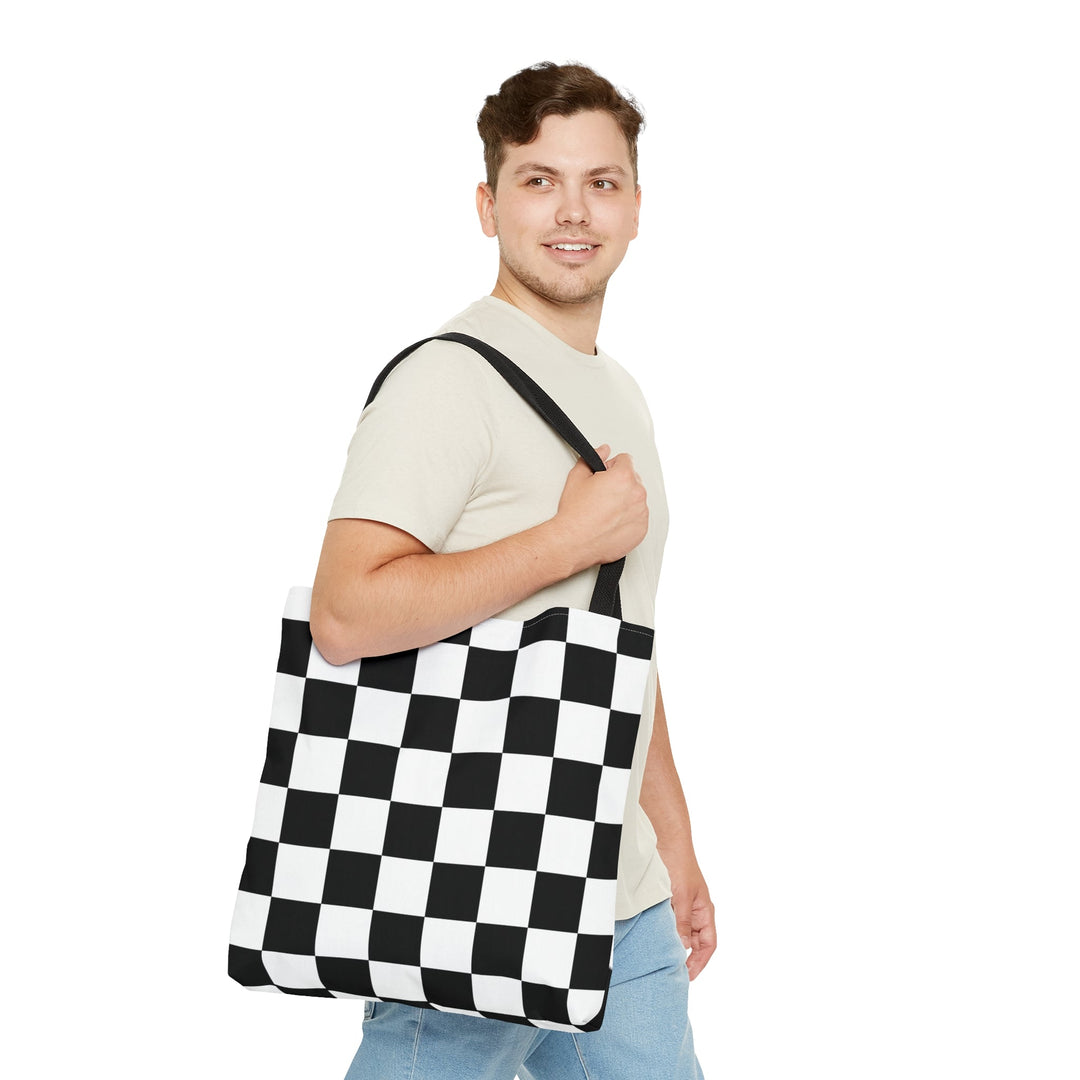 Checkered Tote bag Black and White Small Medium Large - Madee's Boutique Bags Printify Accessories aesthetic tote bagAll Over PrintSmall