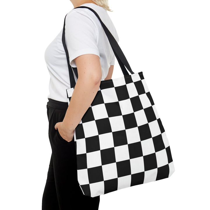 Checkered Tote bag Black and White Small Medium Large - Madee's Boutique Bags Printify Accessories aesthetic tote bagAll Over PrintSmall