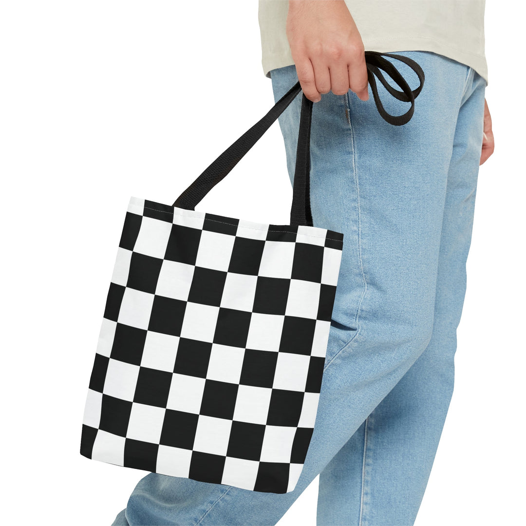 Checkered Tote bag Black and White Small Medium Large - Madee's Boutique Bags Printify Accessories aesthetic tote bagAll Over PrintMedium
