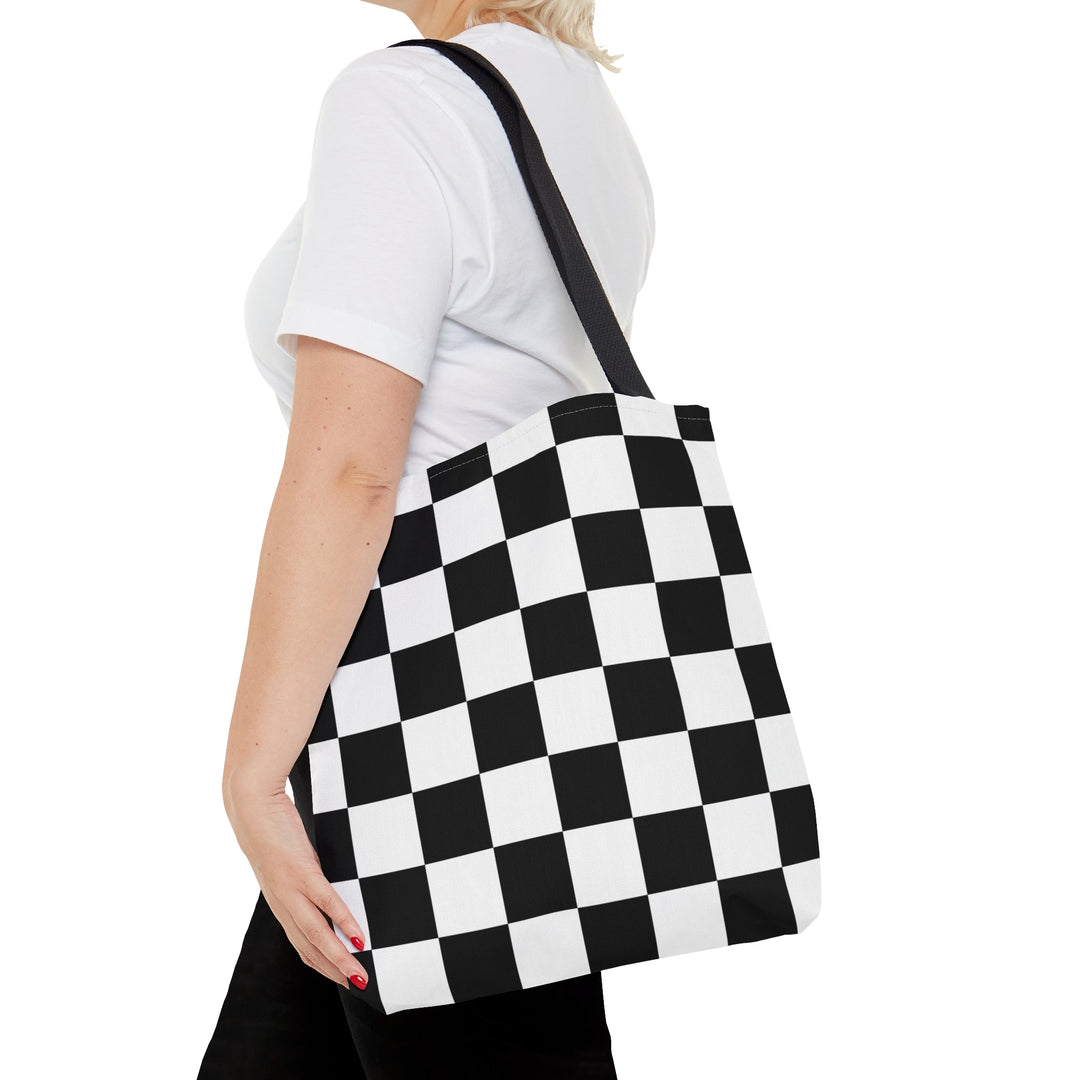 Checkered Tote bag Black and White Small Medium Large - Madee's Boutique Bags Printify Accessories aesthetic tote bagAll Over PrintMedium