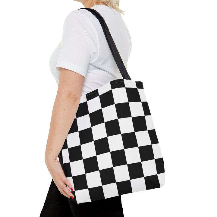 Checkered Tote bag Black and White Small Medium Large - Madee's Boutique Bags Printify Accessories aesthetic tote bagAll Over PrintMedium