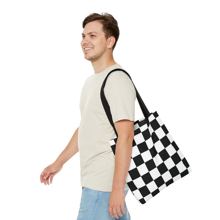 Checkered Tote bag Black and White Small Medium Large - Madee's Boutique Bags Printify Accessories aesthetic tote bagAll Over PrintMedium