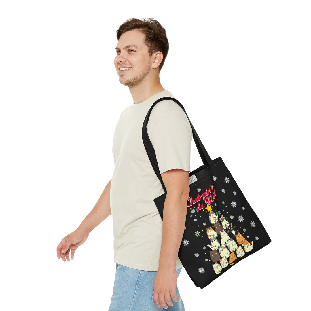 Christmas Cats Tote Bag "Chat - pin Noël" Small Medium Large - Madee's Boutique Bags Printify Accessories aesthetic bagaesthetic tote bagMedium