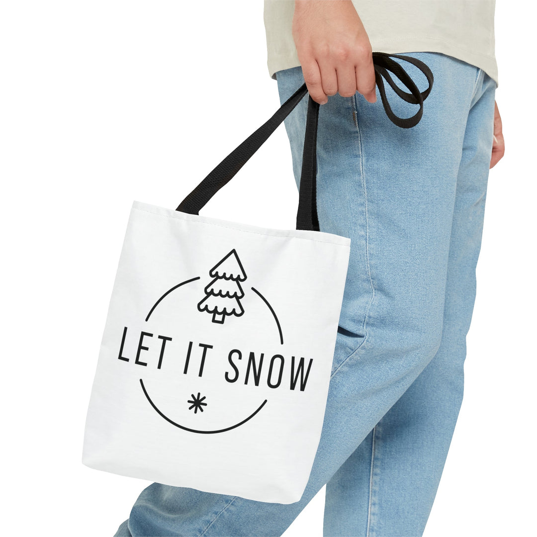 Christmas Tote Bag Let It Snow Joyful Small Medium Large - Madee's Boutique Bags Printify Accessories aesthetic tote bagAll Over PrintSmall