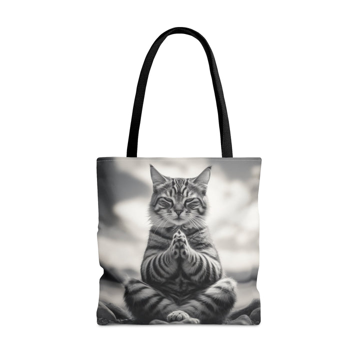 Cat Meditation Tote Bag Black and White Small Medium Large MADEE'S EXCLUSIVES - Madee's Boutique Bags Printify Accessories aesthetic tote bagAll Over PrintLarge