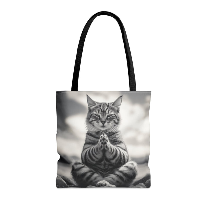 Cat Meditation Tote Bag Black and White Small Medium Large MADEE'S EXCLUSIVES - Madee's Boutique Bags Printify Accessories aesthetic tote bagAll Over PrintMedium