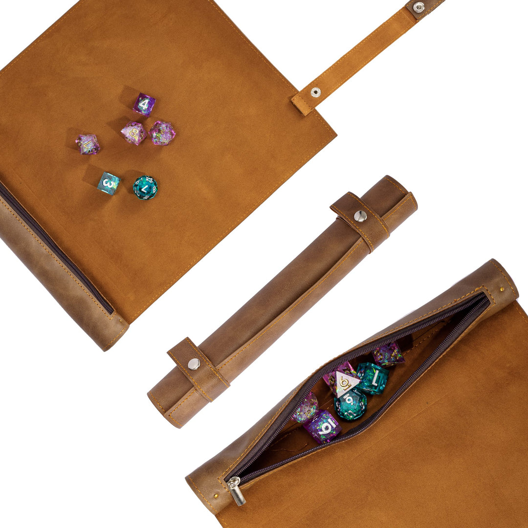 D&D Dice Tray Dice Rolling Mat with Zippered Dice Holder Pouch Storage - Madee's Boutique Madee's Boutique DS 3d printed dice tray 40k dice trayamazon com dice trayBrownChina