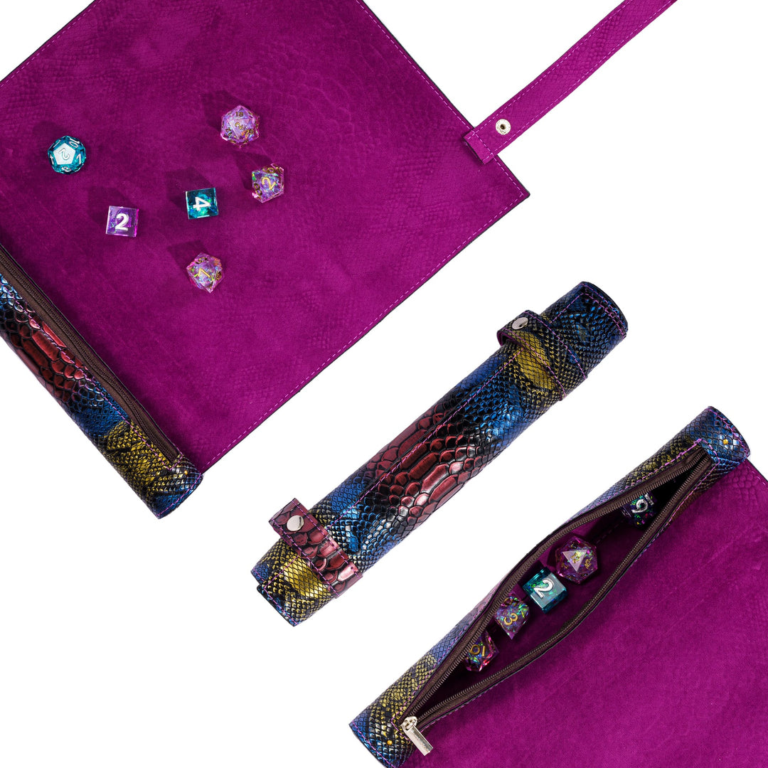 D&D Dice Tray Dice Rolling Mat with Zippered Dice Holder Pouch Storage - Madee's Boutique Madee's Boutique DS 3d printed dice tray 40k dice trayamazon com dice traySnakeskinChina