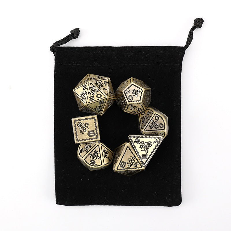 DND Solid Metal Engraved 7pc Dice Polyhedron RPG - Madee's Boutique Dice Madee's Boutique DS 10 sided dice 100 sided dice12 sided diceWhite