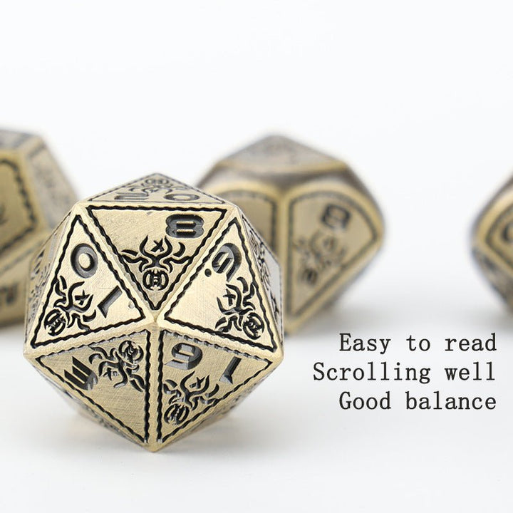 DND Solid Metal Engraved 7pc Dice Polyhedron RPG - Madee's Boutique Dice Madee's Boutique DS 10 sided dice 100 sided dice12 sided diceWhite