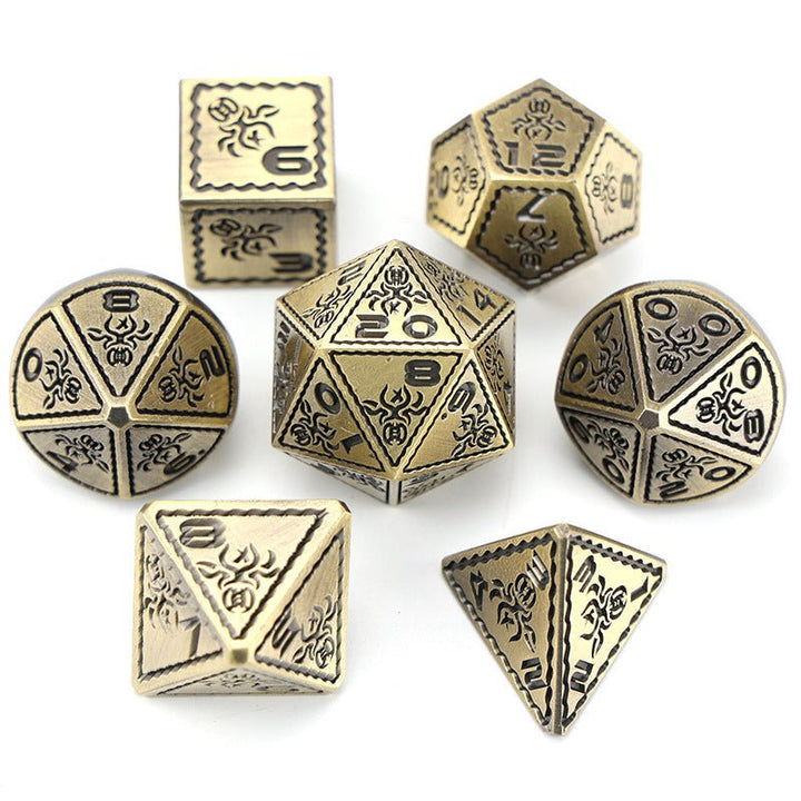 DND Solid Metal Engraved 7pc Dice Polyhedron RPG - Madee's Boutique Dice Madee's Boutique DS 10 sided dice 100 sided dice12 sided diceWhite