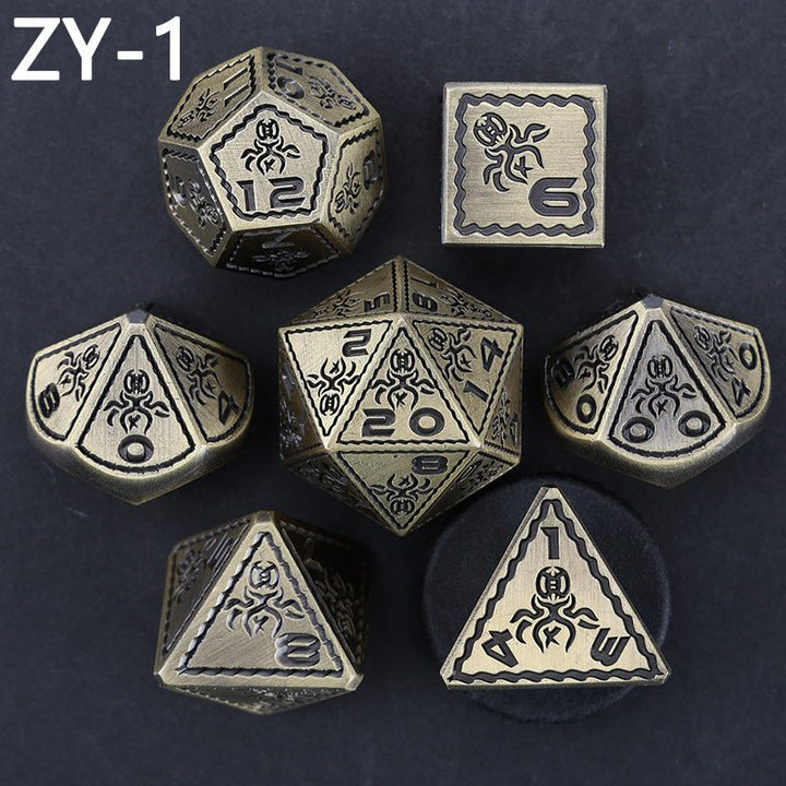 DND Solid Metal Engraved 7pc Dice Polyhedron RPG - Madee's Boutique Dice Madee's Boutique DS 10 sided dice 100 sided dice12 sided diceWhite