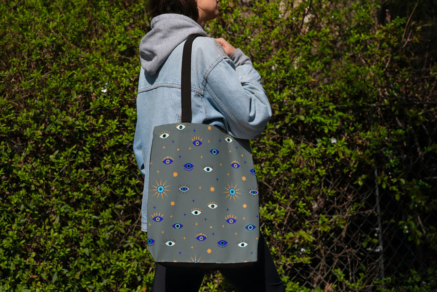 Evil Eye Protection Spiritual Tote Bag Small Medium Large - Madee's Boutique Bags Printify Accessories aesthetic tote bagAll Over PrintSmall