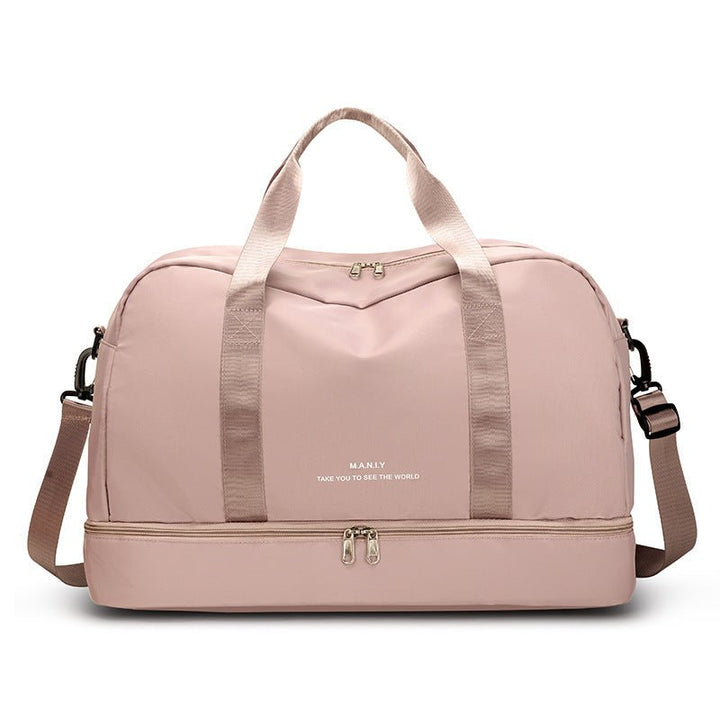 Expandable Travel Bags Dry And Wet Separation Sports Fitness Handbag Women's Large Capacity Totes For Weekend Overnight Shoulder Bag - Madee's Boutique Handbag Madee's Boutique Light Pink