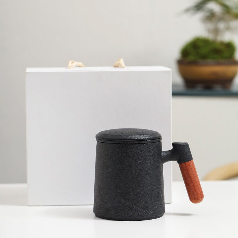 Landscape Ceramic Wooden Handle Mug With Lid Office Drinking Cup - Madee's Boutique Mugs Madee's Boutique best christmas gifts best friend giftsbest gifts for momYahei Gift Box