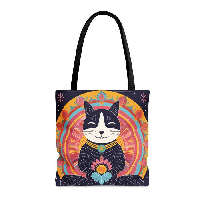 Meditating Cat colorful Tote Bag Small Medium Large MADEE'S EXCLUSIVES - Madee's Boutique Bags Printify Accessories aesthetic gift bagaesthetic tote bagMedium