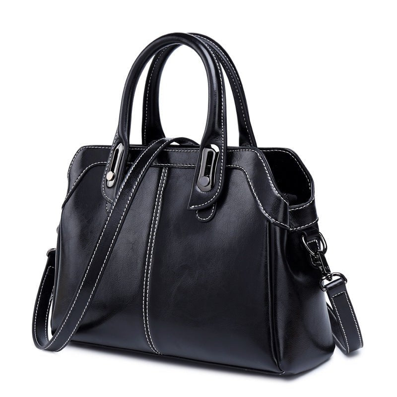 Large Two-layer Cowhide Leather Handbag Multiple Color Options - Madee's Boutique Handbag Madee's Boutique aesthetic gift bag anniversary gift ideas