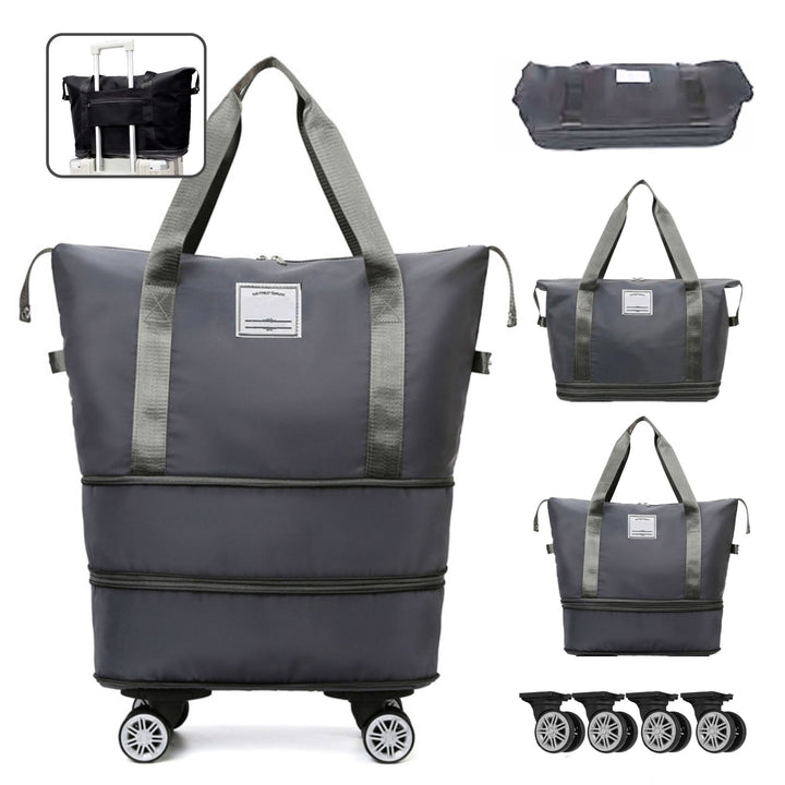 Madee's 4 - in - 1 Expandable Foldable Travel Bag with Removable Wheels - Travel Duffel Bag, Rolling Duffle Bag Carry on, Wheeled Duffle Bag Luggage Waterproof, Large Weekender Bag - Madee's Boutique Handbag Madee's Boutique 2 wheel suitcases 20 compartment extender36 duffle bag with wheelsGrey