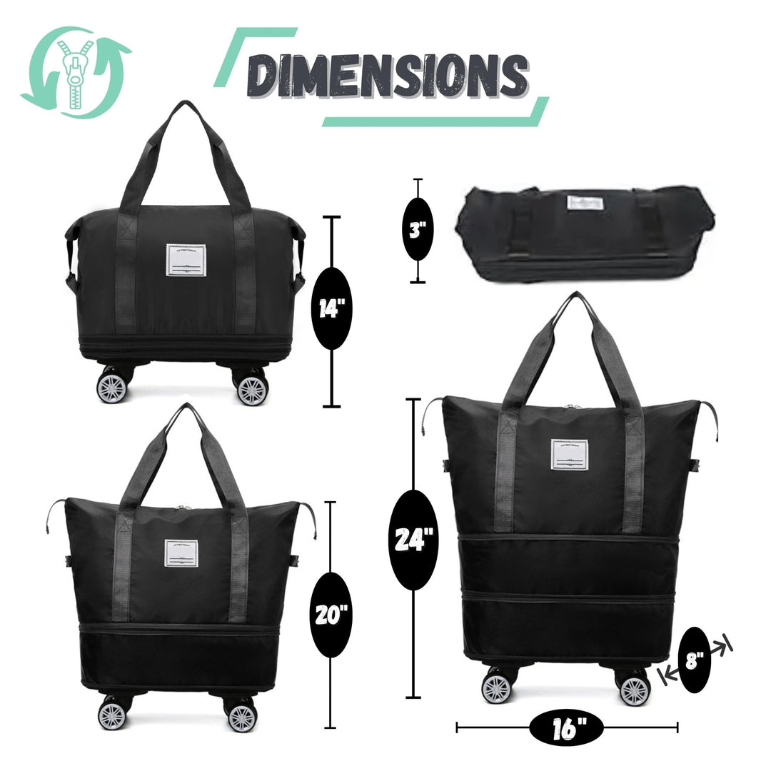 Madee's 4 - in - 1 Expandable Foldable Travel Bag with Removable Wheels - Travel Duffel Bag, Rolling Duffle Bag Carry on, Wheeled Duffle Bag Luggage Waterproof, Large Weekender Bag - Madee's Boutique Handbag Madee's Boutique 2 wheel suitcases 20 compartment extender36 duffle bag with wheelsLight Purple
