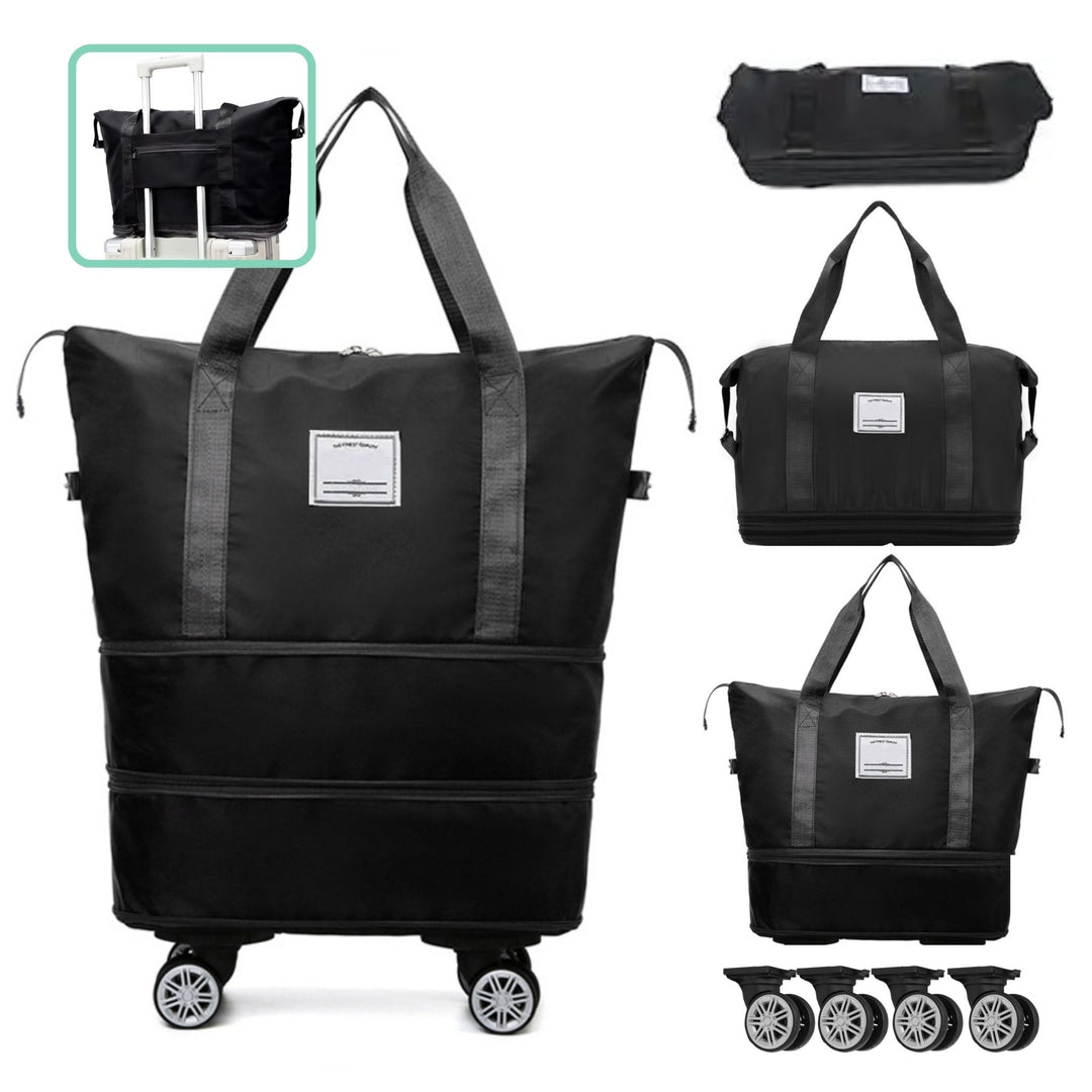 Madee's 4 - in - 1 Expandable Foldable Travel Bag with Removable Wheels - Travel Duffel Bag, Rolling Duffle Bag Carry on, Wheeled Duffle Bag Luggage Waterproof, Large Weekender Bag - Madee's Boutique Handbag Madee's Boutique 2 wheel suitcases 20 compartment extender36 duffle bag with wheelsBlack