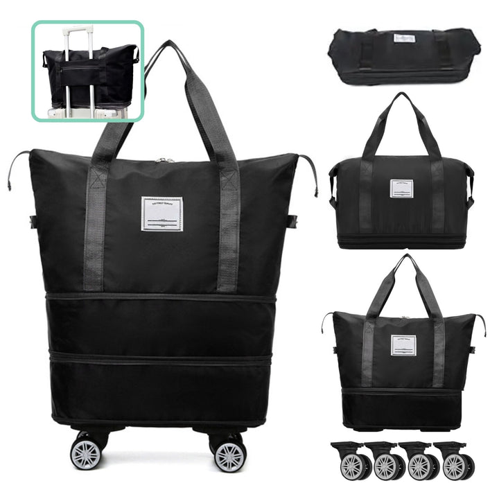 Madee's 4 - in - 1 Expandable Foldable Travel Bag with Removable Wheels - Travel Duffel Bag, Rolling Duffle Bag Carry on, Wheeled Duffle Bag Luggage Waterproof, Large Weekender Bag - Madee's Boutique Handbag Madee's Boutique 2 wheel suitcases 20 compartment extender36 duffle bag with wheelsBlack
