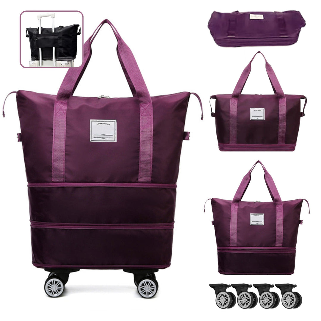 Madee's 4 - in - 1 Expandable Foldable Travel Bag with Removable Wheels - Travel Duffel Bag, Rolling Duffle Bag Carry on, Wheeled Duffle Bag Luggage Waterproof, Large Weekender Bag - Madee's Boutique Handbag Madee's Boutique 2 wheel suitcases 20 compartment extender36 duffle bag with wheelsDark Purple