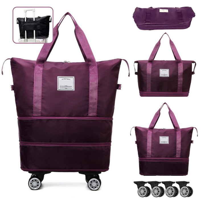 Madee's 4 - in - 1 Expandable Foldable Travel Bag with Removable Wheels - Travel Duffel Bag, Rolling Duffle Bag Carry on, Wheeled Duffle Bag Luggage Waterproof, Large Weekender Bag - Madee's Boutique Handbag Madee's Boutique 2 wheel suitcases 20 compartment extender36 duffle bag with wheelsDark Purple