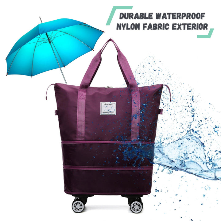 Madee's 4 - in - 1 Expandable Foldable Travel Bag with Removable Wheels - Travel Duffel Bag, Rolling Duffle Bag Carry on, Wheeled Duffle Bag Luggage Waterproof, Large Weekender Bag - Madee's Boutique Handbag Madee's Boutique 2 wheel suitcases 20 compartment extender36 duffle bag with wheelsBlack