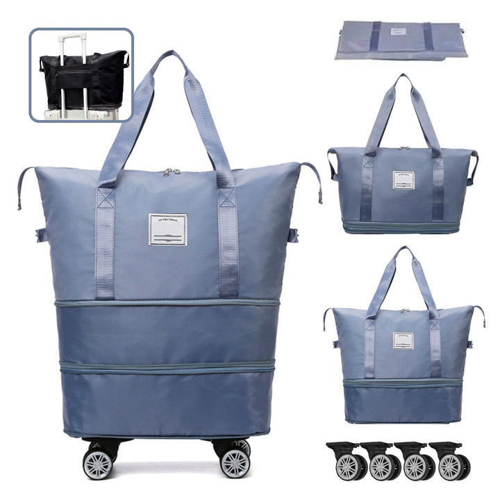 Madee's 4 - in - 1 Expandable Foldable Travel Bag with Removable Wheels - Travel Duffel Bag, Rolling Duffle Bag Carry on, Wheeled Duffle Bag Luggage Waterproof, Large Weekender Bag - Madee's Boutique Handbag Madee's Boutique 2 wheel suitcases 20 compartment extender36 duffle bag with wheelsLight Blue