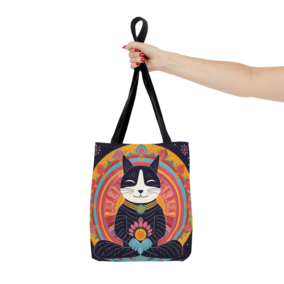 Meditating Cat colorful Tote Bag Small Medium Large MADEE'S EXCLUSIVES - Madee's Boutique Bags Printify Accessories aesthetic gift bagaesthetic tote bagSmall