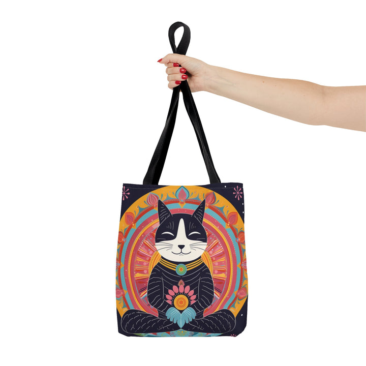 Meditating Cat colorful Tote Bag Small Medium Large MADEE'S EXCLUSIVES - Madee's Boutique Bags Printify Accessories aesthetic gift bagaesthetic tote bagSmall