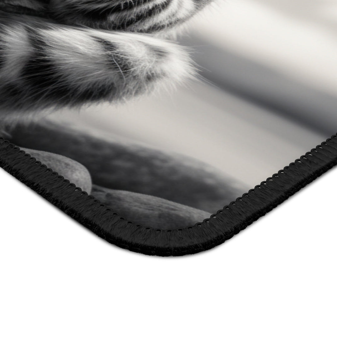 Meditating Cat Mouse Pad Black and White MADEE'S EXCLUSIVES - Madee's Boutique Home Decor Printify Accessories anniversary gift ideasanniversary gifts for herRectangle9" × 7"