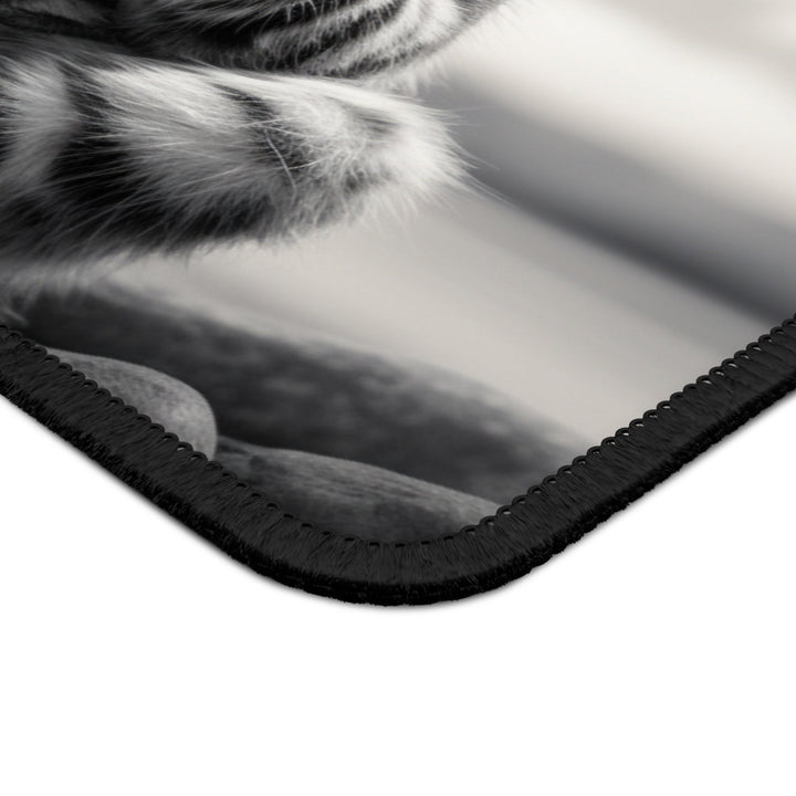 Meditating Cat Mouse Pad Black and White MADEE'S EXCLUSIVES - Madee's Boutique Home Decor Printify Accessories anniversary gift ideasanniversary gifts for herRectangle9" × 7"