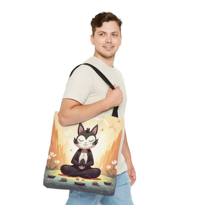 Meditation Cat Tote Bag Small Medium Large MADEE'S EXCLUSIVES - Madee's Boutique Bags Printify Accessories aesthetic tote bagAll Over PrintSmall