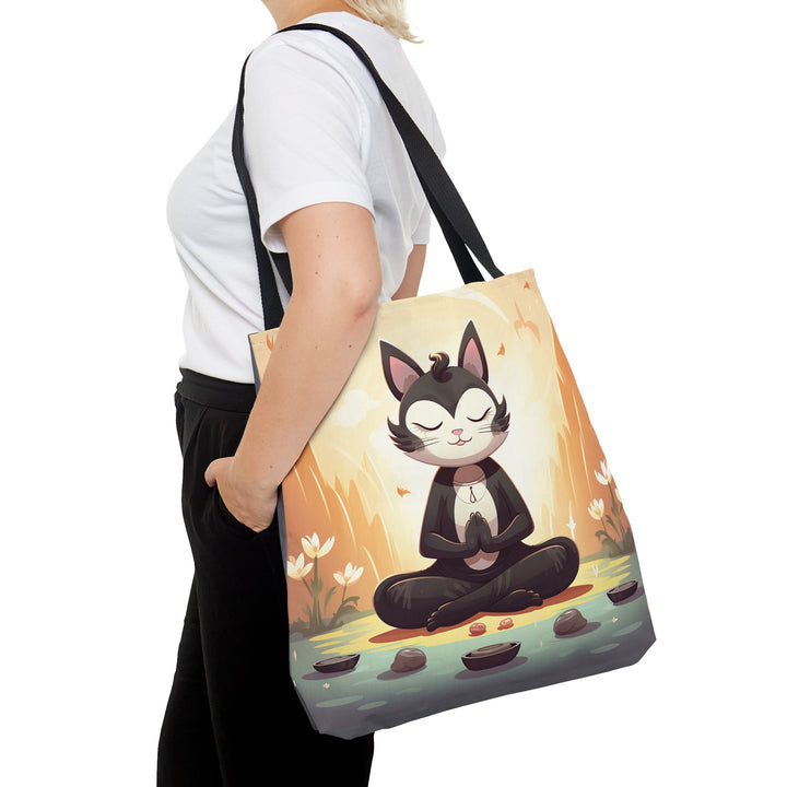 Meditation Cat Tote Bag Small Medium Large MADEE'S EXCLUSIVES - Madee's Boutique Bags Printify Accessories aesthetic tote bagAll Over PrintSmall