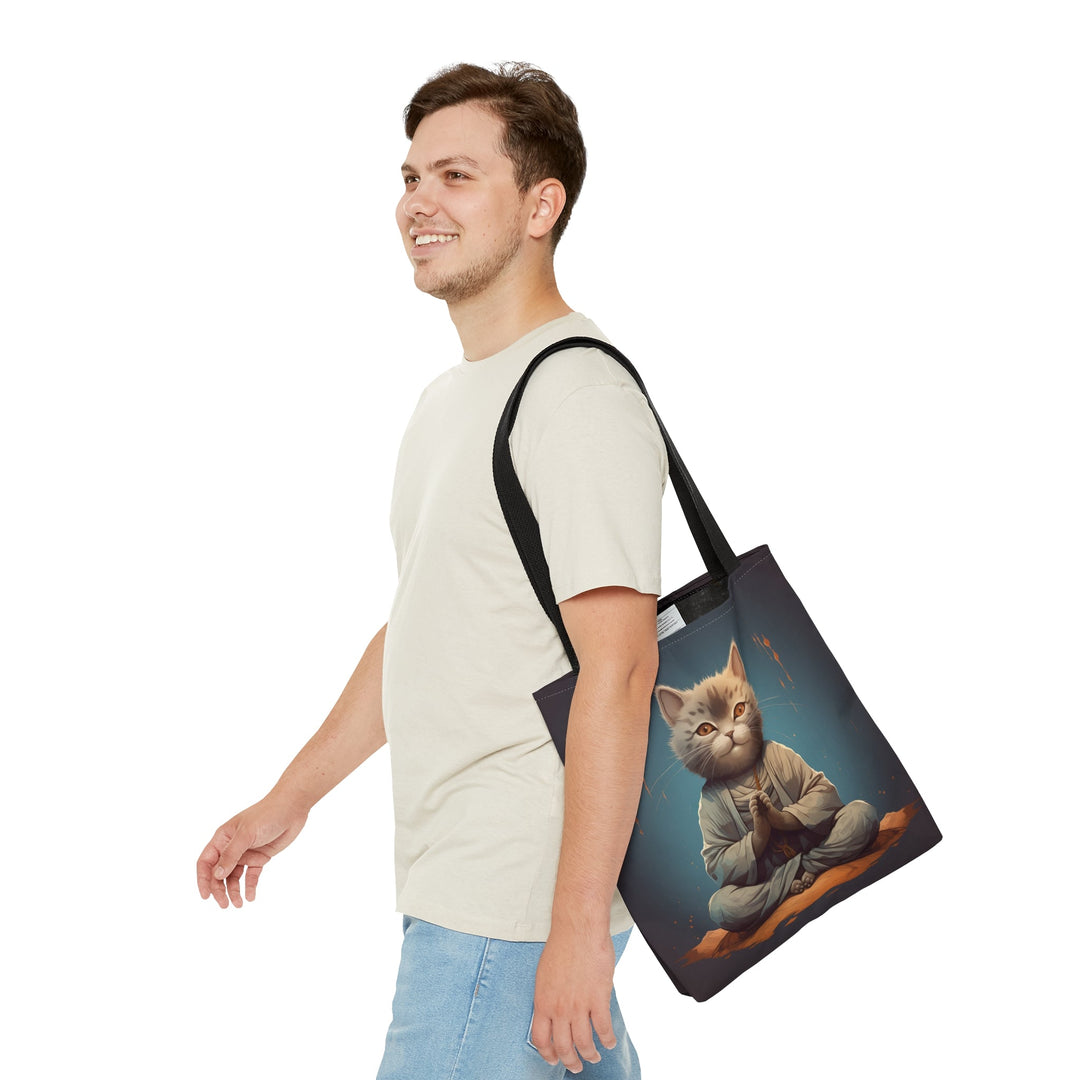 Meditation Cat Tote Bag Blue Small Medium Large MADEE'S EXCLUSIVES - Madee's Boutique Bags Printify Accessories aesthetic tote bagAll Over PrintSmall