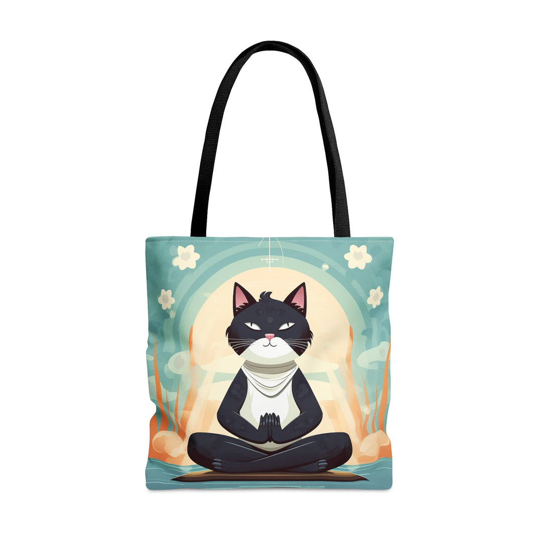 Meditation Cat Tote Bag Light Blue Small Medium Large MADEE'S EXCLUSIVES - Madee's Boutique Bags Printify Accessories aesthetic tote bagAll Over PrintMedium