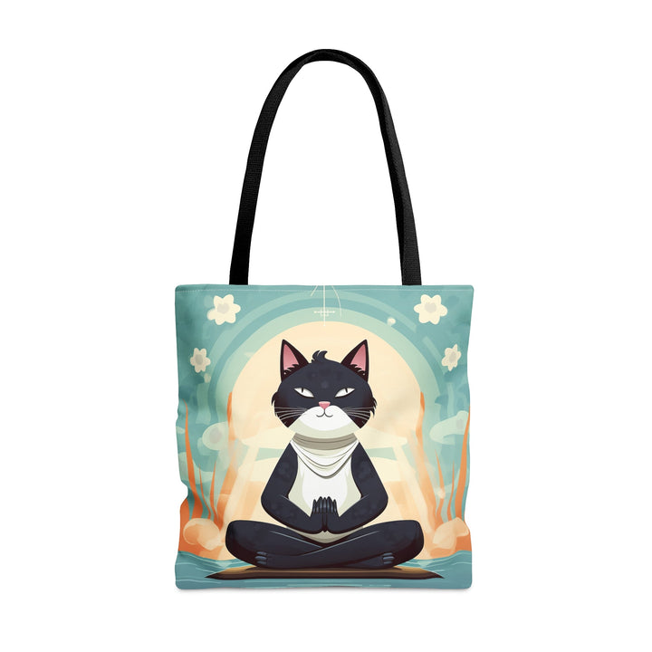 Meditation Cat Tote Bag Light Blue Small Medium Large MADEE'S EXCLUSIVES - Madee's Boutique Bags Printify Accessories aesthetic tote bagAll Over PrintMedium