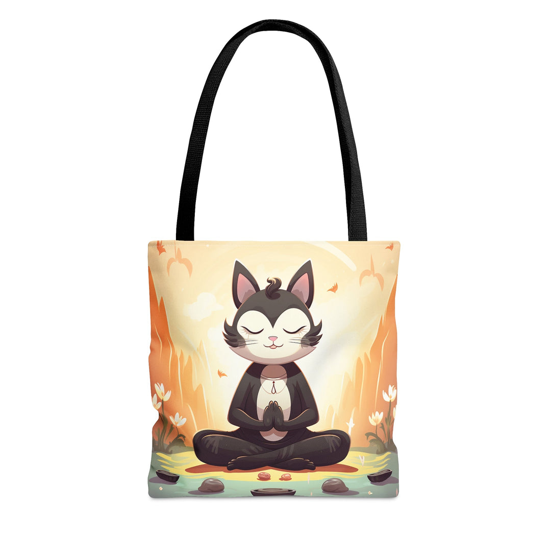 Meditation Cat Tote Bag Small Medium Large MADEE'S EXCLUSIVES - Madee's Boutique Bags Printify Accessories aesthetic tote bagAll Over PrintSmall