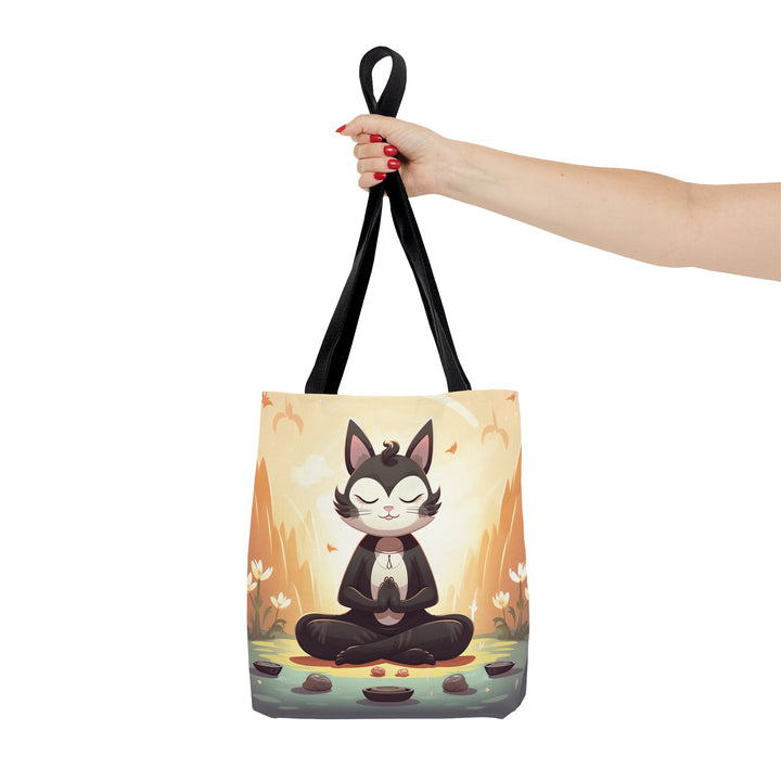 Meditation Cat Tote Bag Small Medium Large MADEE'S EXCLUSIVES - Madee's Boutique Bags Printify Accessories aesthetic tote bagAll Over PrintSmall
