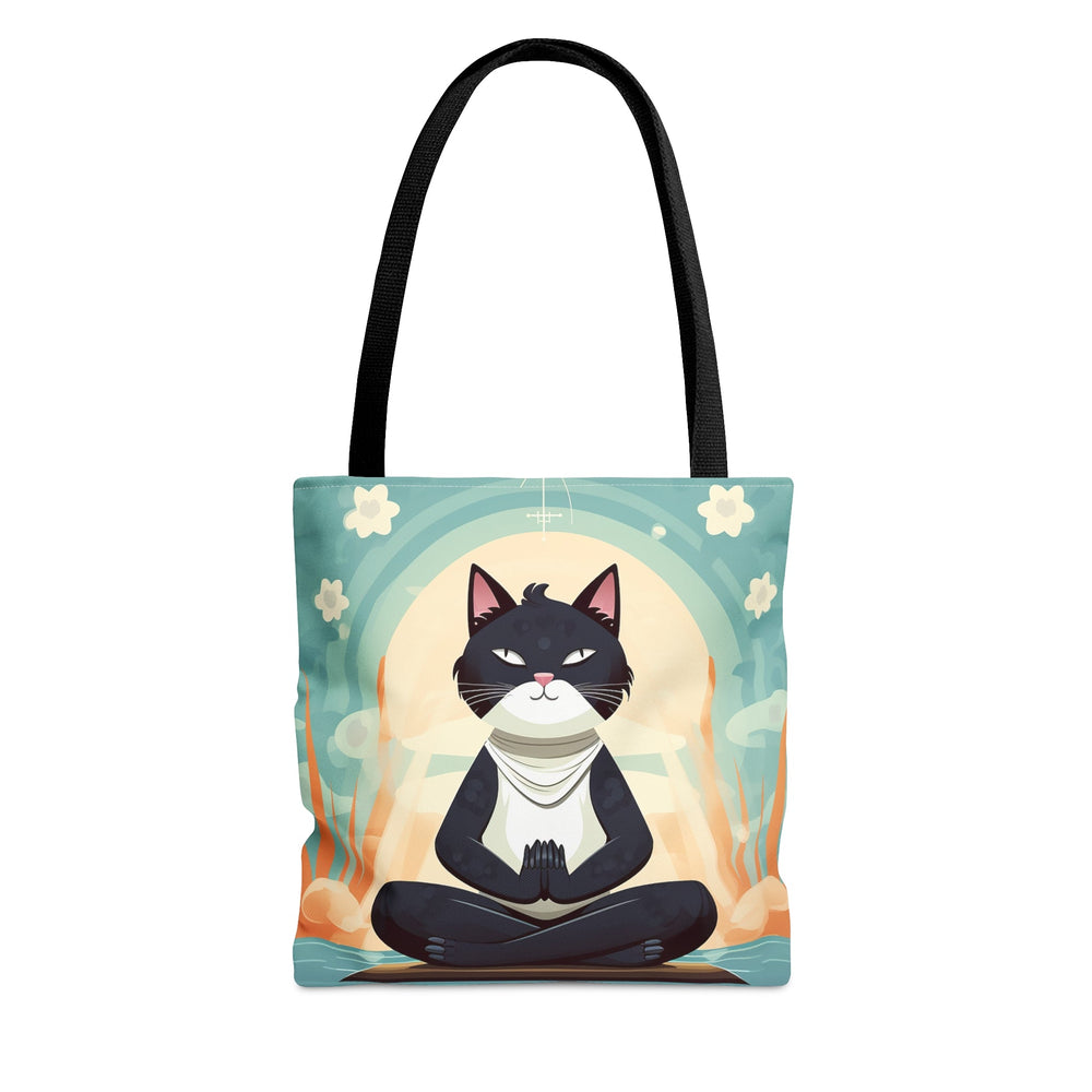 Meditation Cat Tote Bag Light Blue Small Medium Large MADEE'S EXCLUSIVES - Madee's Boutique Bags Printify Accessories aesthetic tote bagAll Over PrintLarge