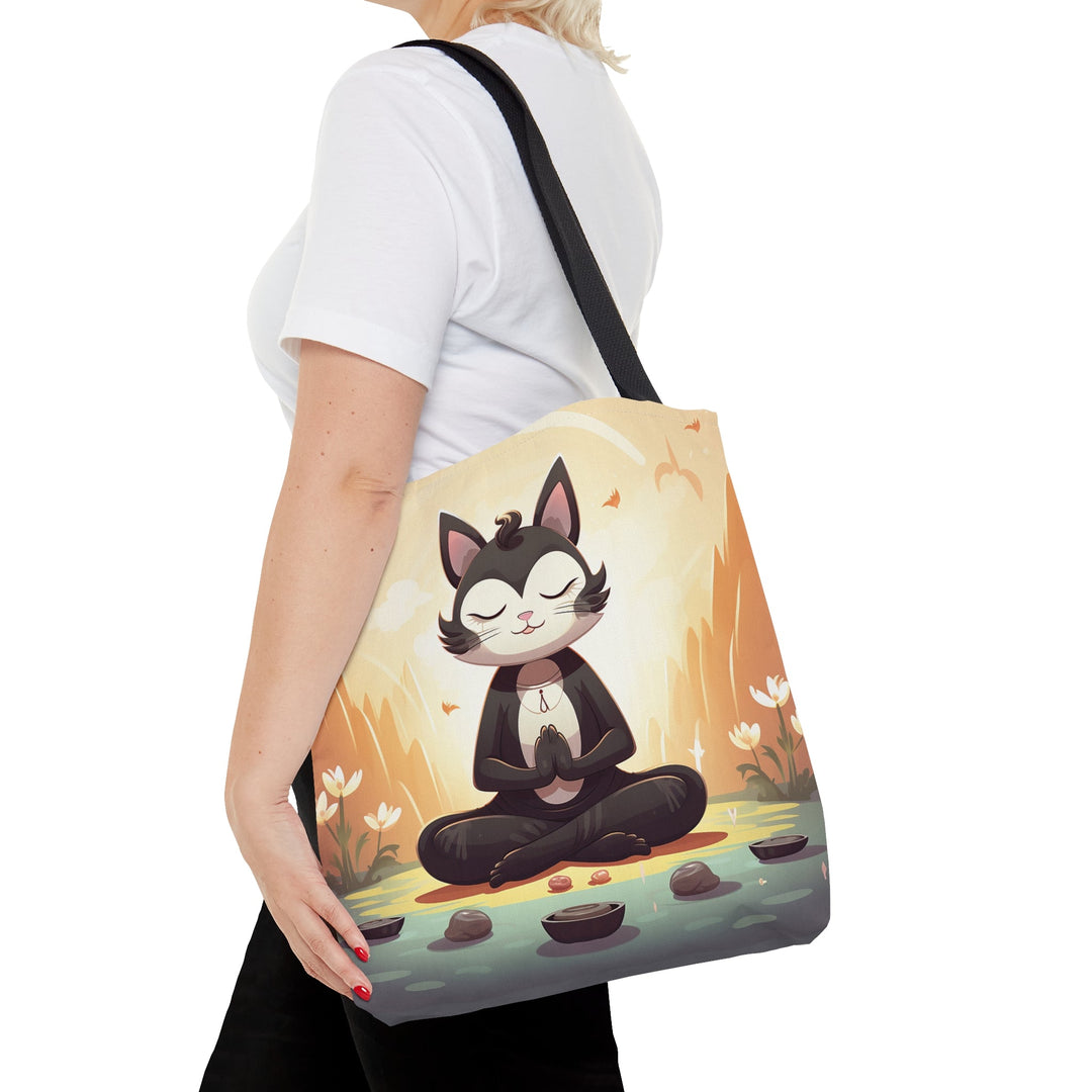 Meditation Cat Tote Bag Small Medium Large MADEE'S EXCLUSIVES - Madee's Boutique Bags Printify Accessories aesthetic tote bagAll Over PrintSmall