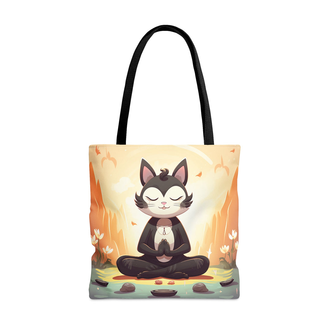 Meditation Cat Tote Bag Small Medium Large MADEE'S EXCLUSIVES - Madee's Boutique Bags Printify Accessories aesthetic tote bagAll Over PrintLarge