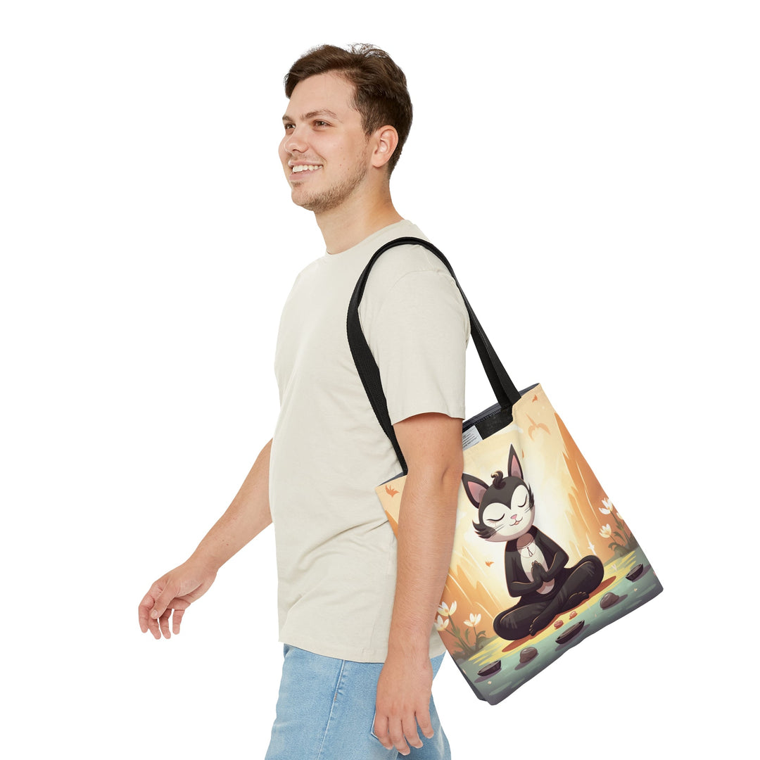 Meditation Cat Tote Bag Small Medium Large MADEE'S EXCLUSIVES - Madee's Boutique Bags Printify Accessories aesthetic tote bagAll Over PrintSmall